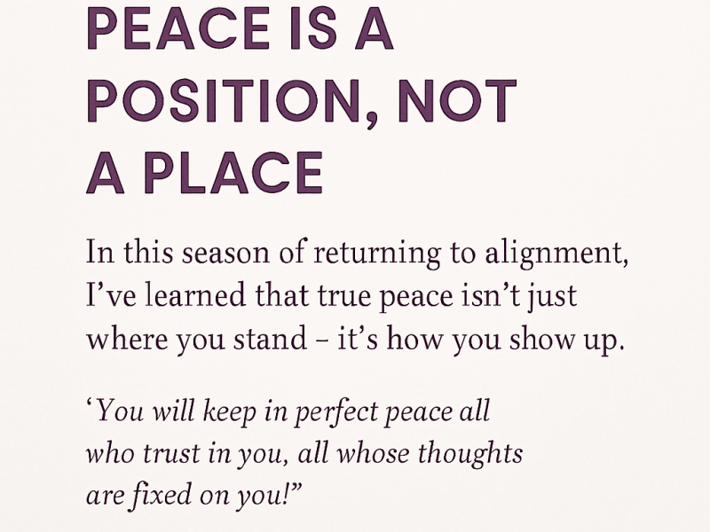 Peace Is a Position, Not a Place
